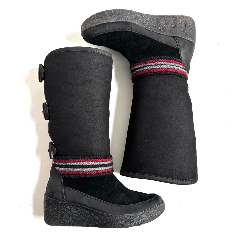 COUGAR Duncan Shearling-Trim Suede Tall Boots Black Size 9